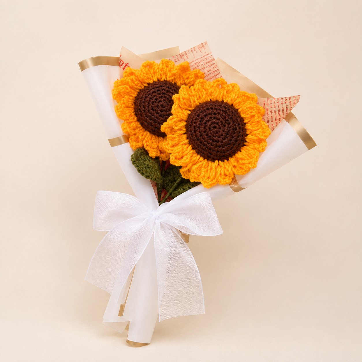 Golden Pair Crochet Sunflower Bouquet