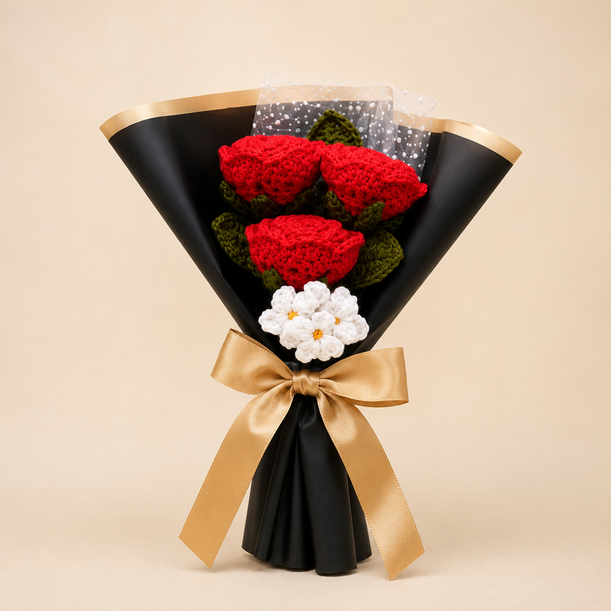 Crimson Memory Crochet Bouquet