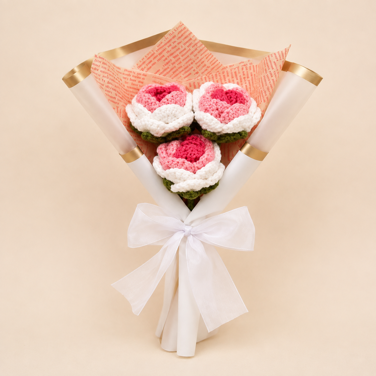 Blush Gradient Crochet Flower Trio