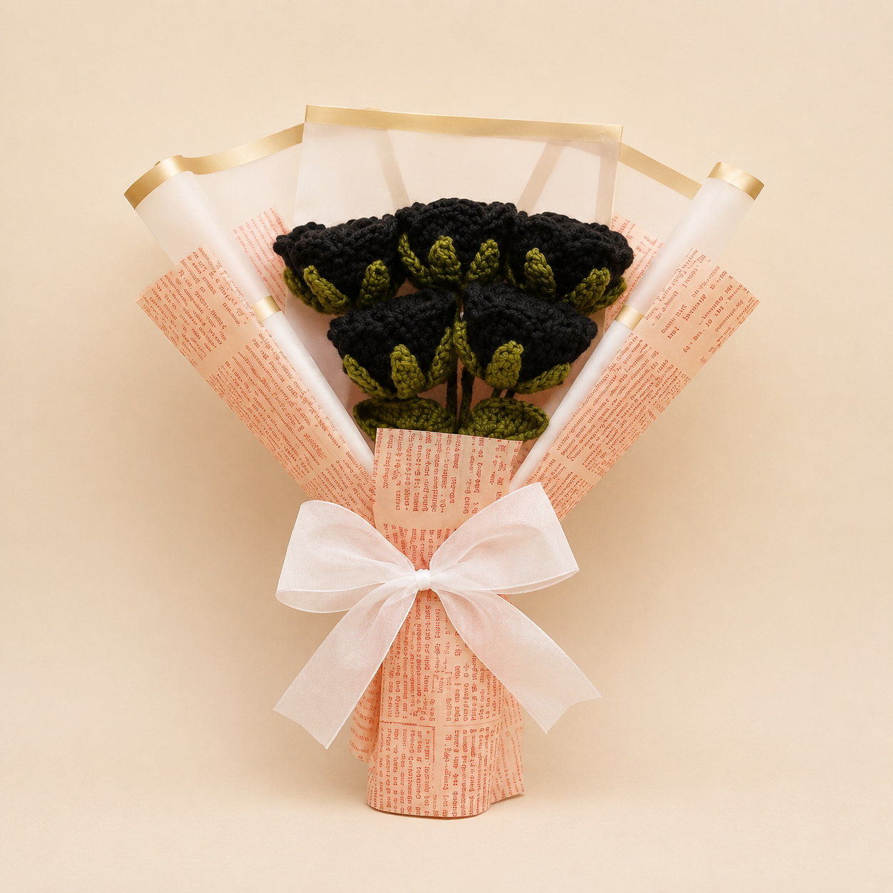 Midnight Rose Crochet Bouquet