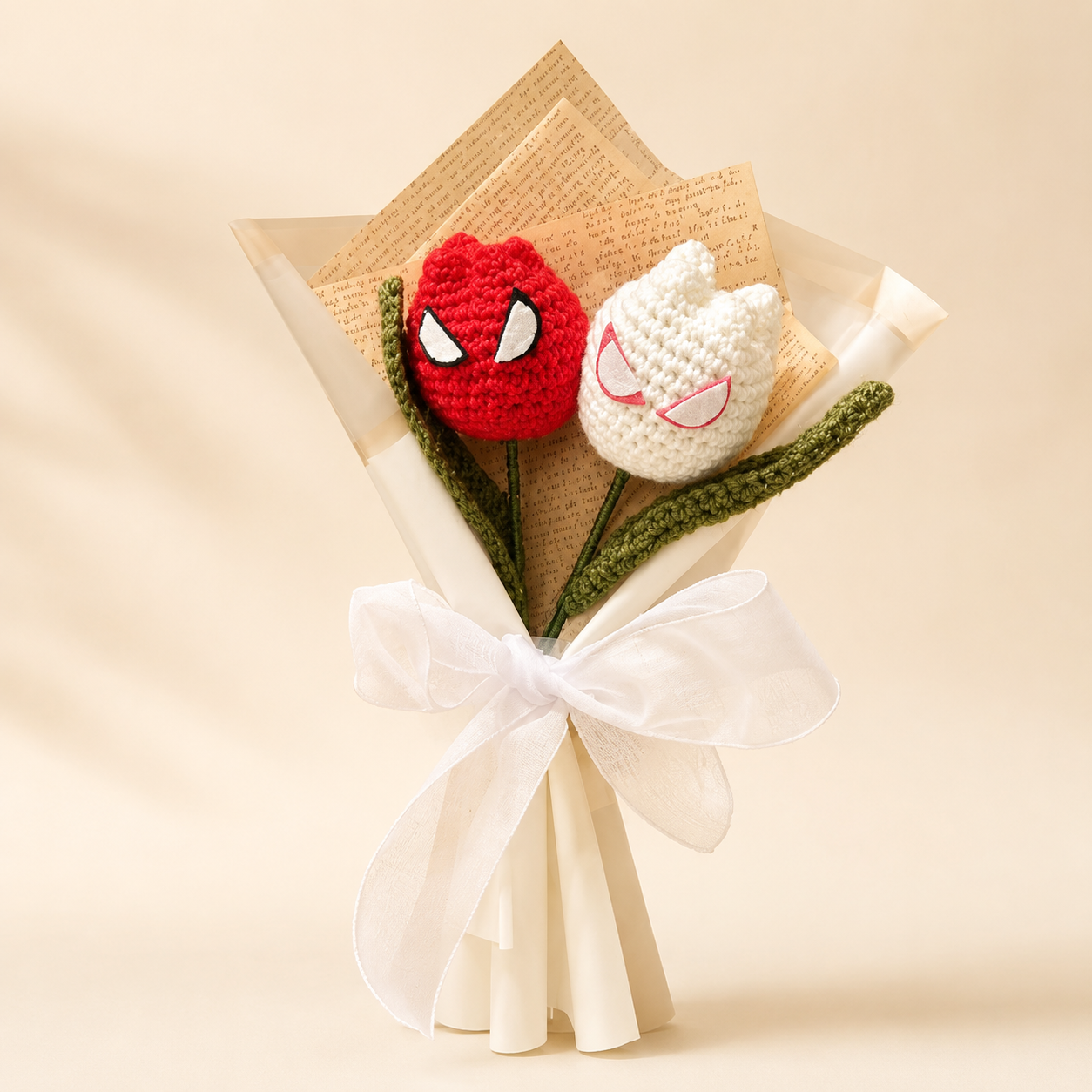 Webbed Hearts Crochet Character Bouquet