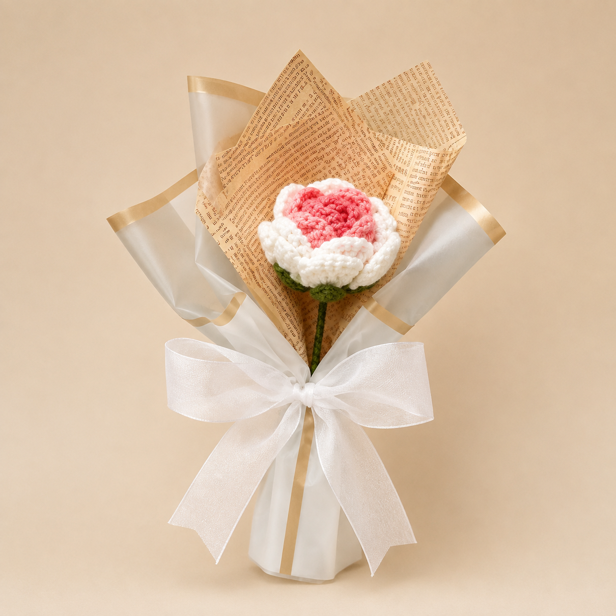 Blush Ombre Single Crochet Rose
