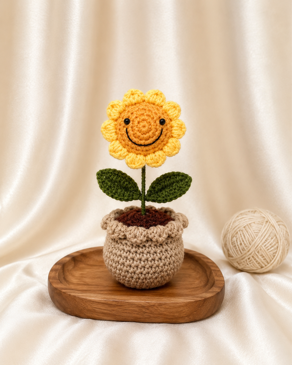 Sunbeam Smiley Crochet Flower Pot