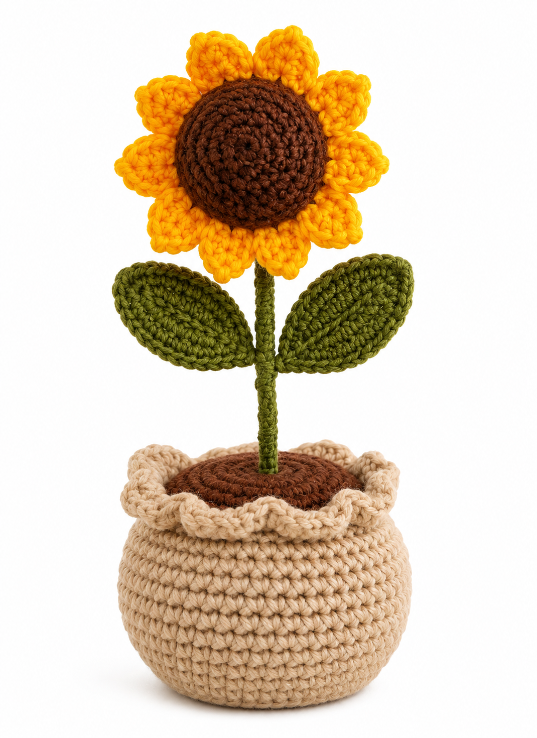 Golden Sunflower Crochet Pot