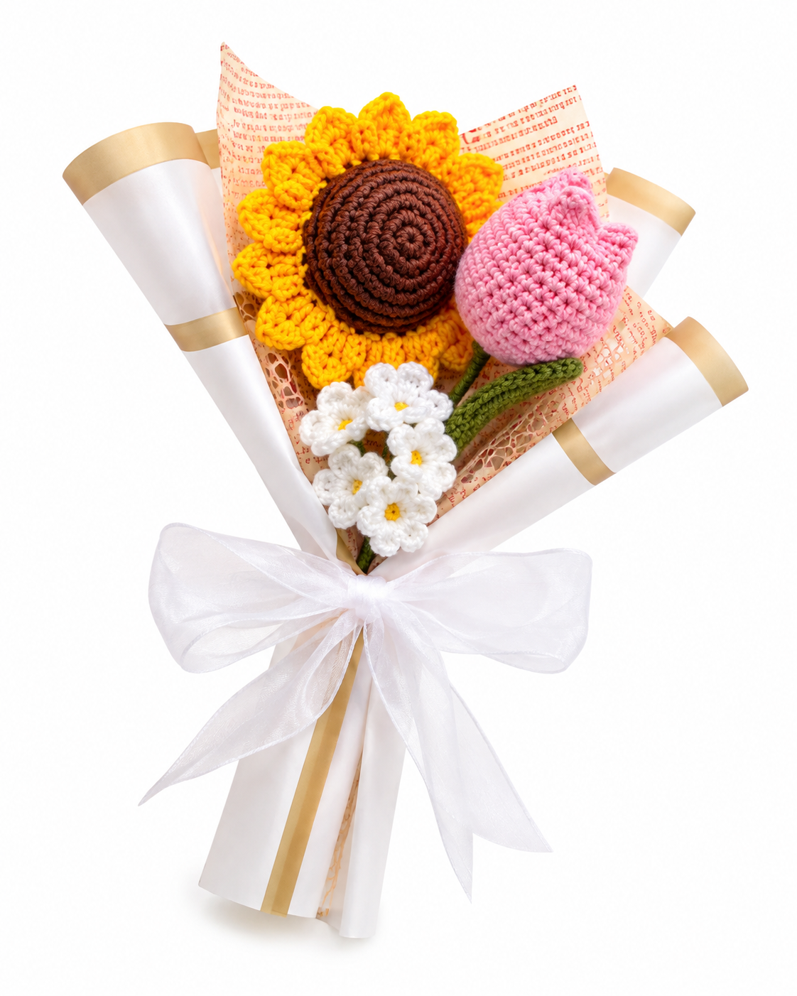 Sun & Tulip Crochet Duet Bouquet