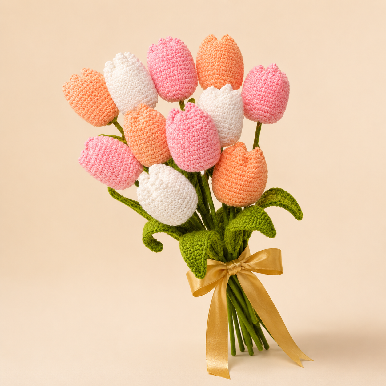 Blush Tulip Crochet Bouquet