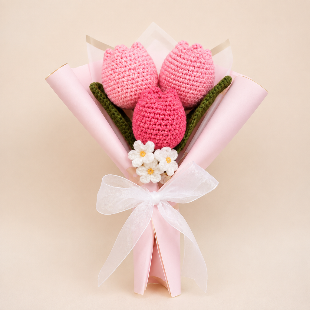 Rosé Tulip Crochet Trio
